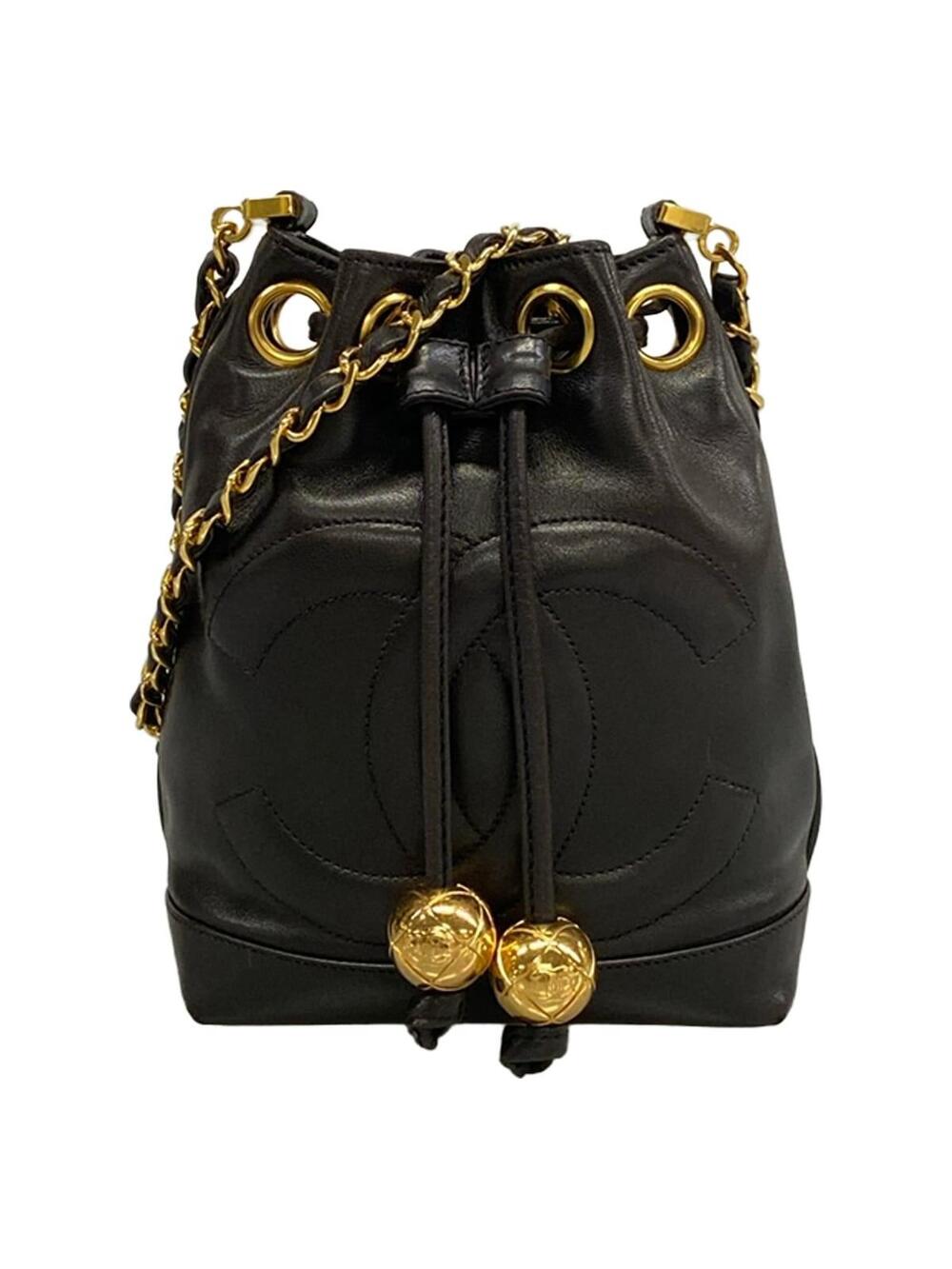 Chanel Black Lambskin Shoulder Bag Gold #358001C23B
